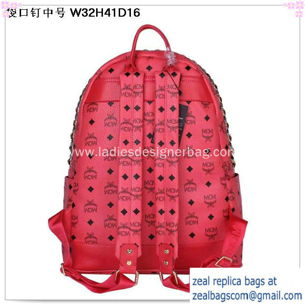 High Quality Replica MCM Medium Top Studs Backpack MC4232 Red - Click Image to Close